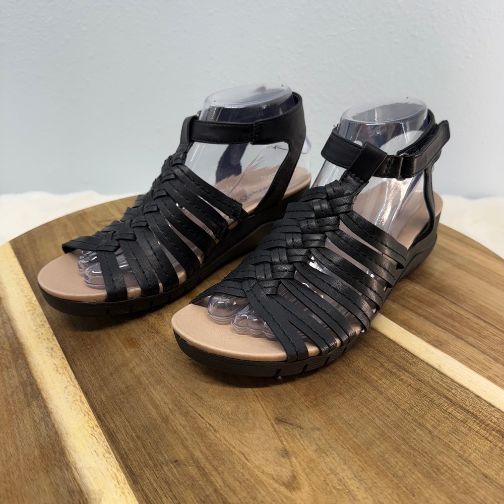 Black Woven Ankle-Strap Sandals - Women
